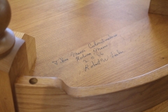 Hoover Hall tables are signed by their makers. DAVID KOBE / THE DEPAUW