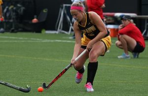 Junior Reilly Bruce, who scored three goals during their game against Oberlin. PHOTO COURTESY OF DEPAUW UNIVERSITY