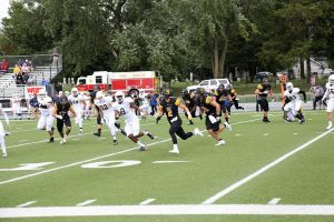 Senior Running-Back Jason Kirchhoff helped the Tiger’s get the win against Mount St. Joseph with 102 rushing yards and a touchdown. SON LE / THE DEPAUW