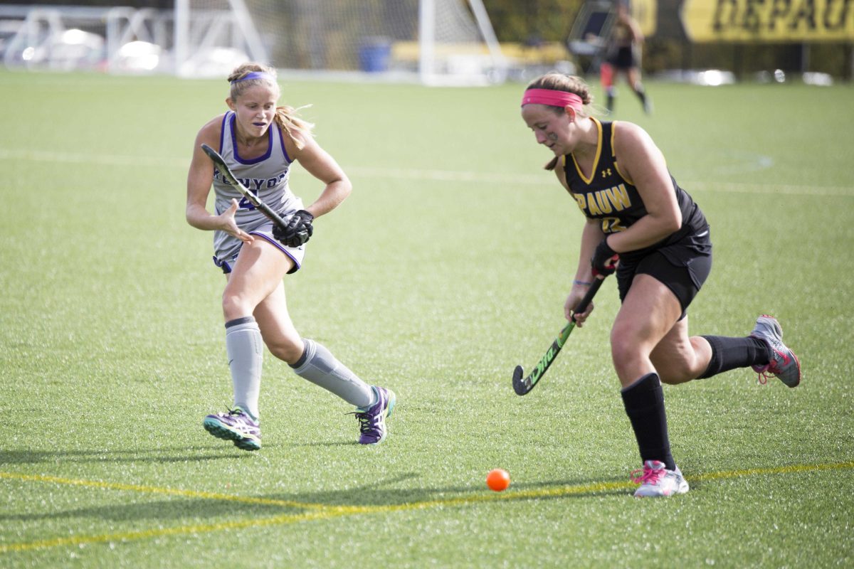 Junior Reilly Bruce attacks the defense as she gets a fast break attempt. GERALD PINEDA / THE DEPAUW