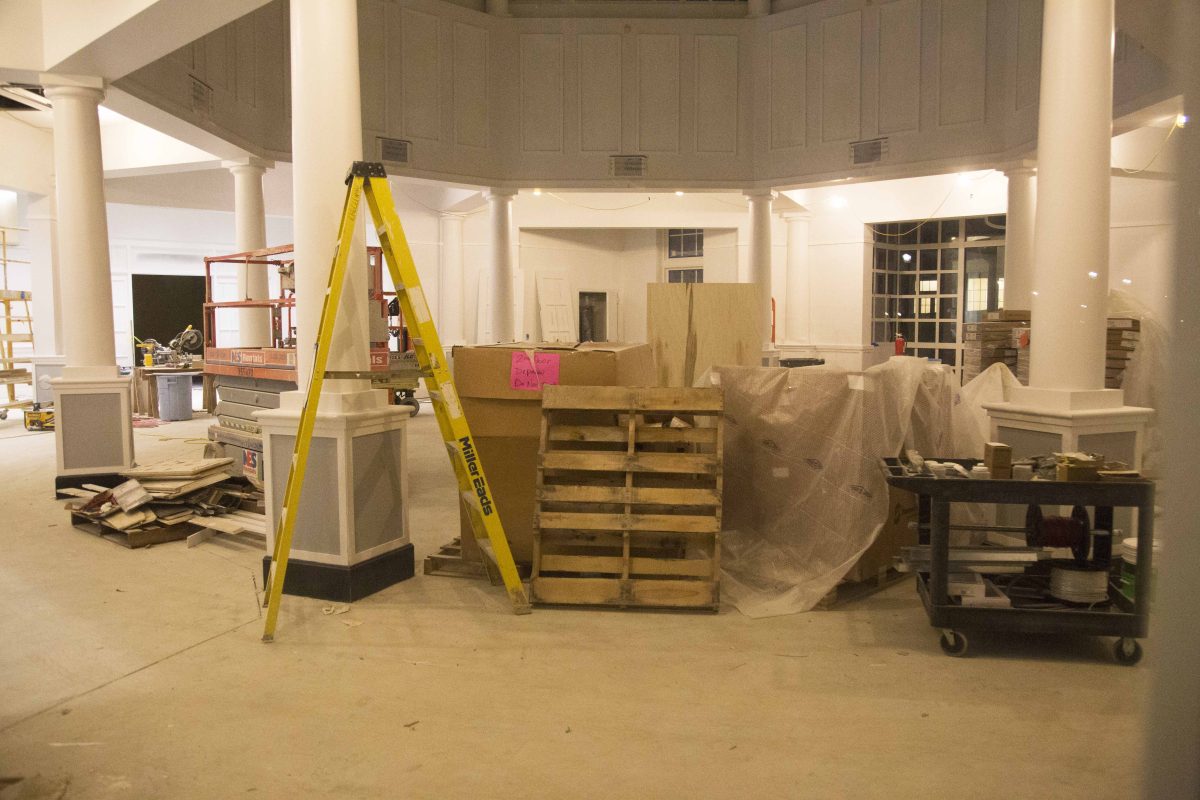 Equipment remains in the Union Building as construction for a new student space continues. EMMANUEL KWAKYE / THE DEPAUW