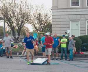 Cornhole competition at Greencastle Music Festival