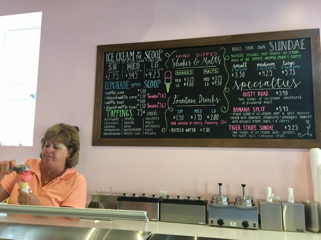 Scoops Ice Cream menu