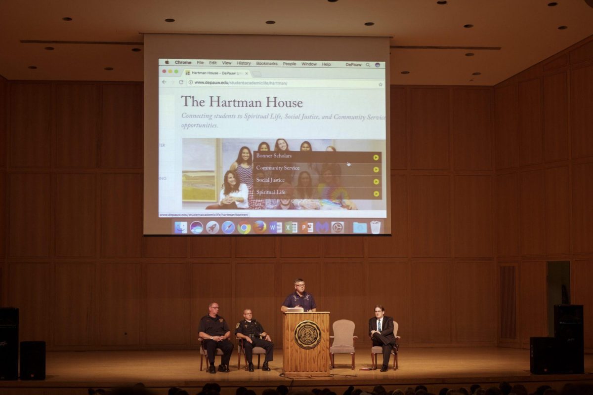 Matt Cummings, Assistant Director of Spirituality, Service, and Social Justice, speaks to first years NATALIE BRUNINI / THE DEPAUW