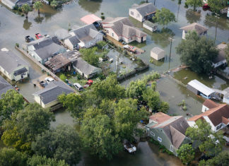 Overhead view of damage from Hurricane Harvey