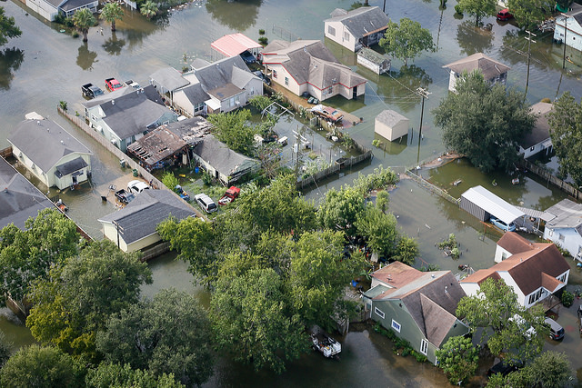 Overhead view of damage from Hurricane Harvey