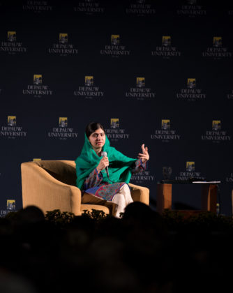 Malala addresses the crowd