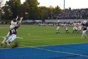 Senior wide receiver Nolan Ayers scoring his first of two touchdowns against Mount St. JoeBILL WAGNER.