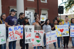 Student supporters of DACA talk at solidarity event