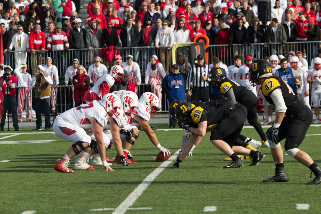 DePauw's defensive line matches up with Wabash's offensive line BYRON MASON II