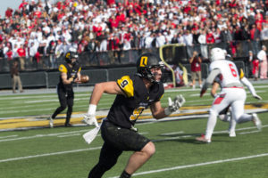 Junior DB Cade Jones lines up before a punt return BYRON MASON II