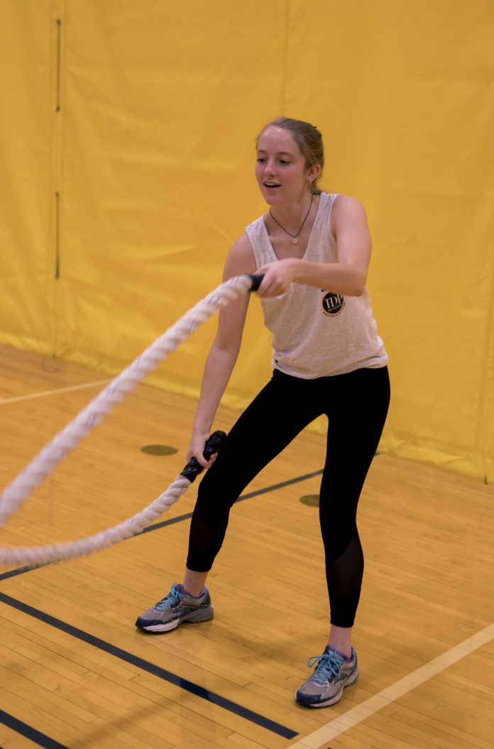 Sophomore Emma Houston tries out a Battling Rope class for the first time NATALIE BRUNINI THE DEPAUW