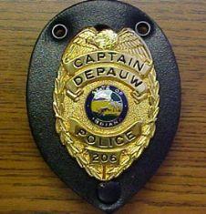 DePauw Public Safety Badge. PHOTO COURTESY OF DEPAUW UNIVERSITY