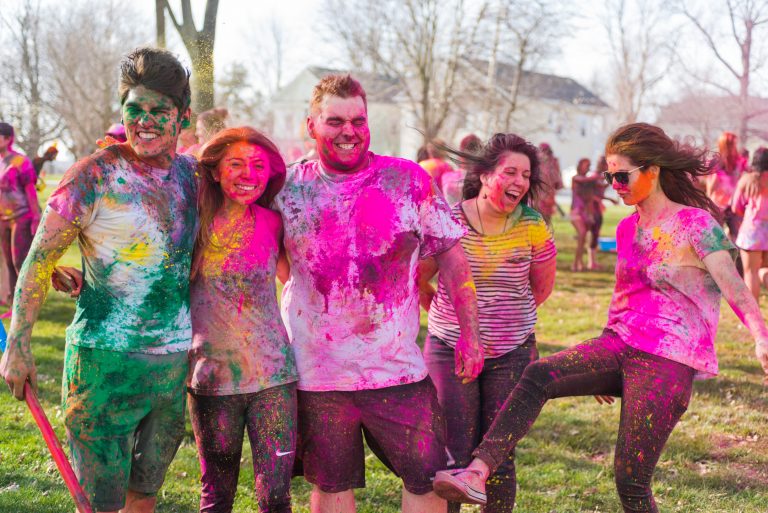 Holi, the festival of colors, sketches vibrant spring on campus