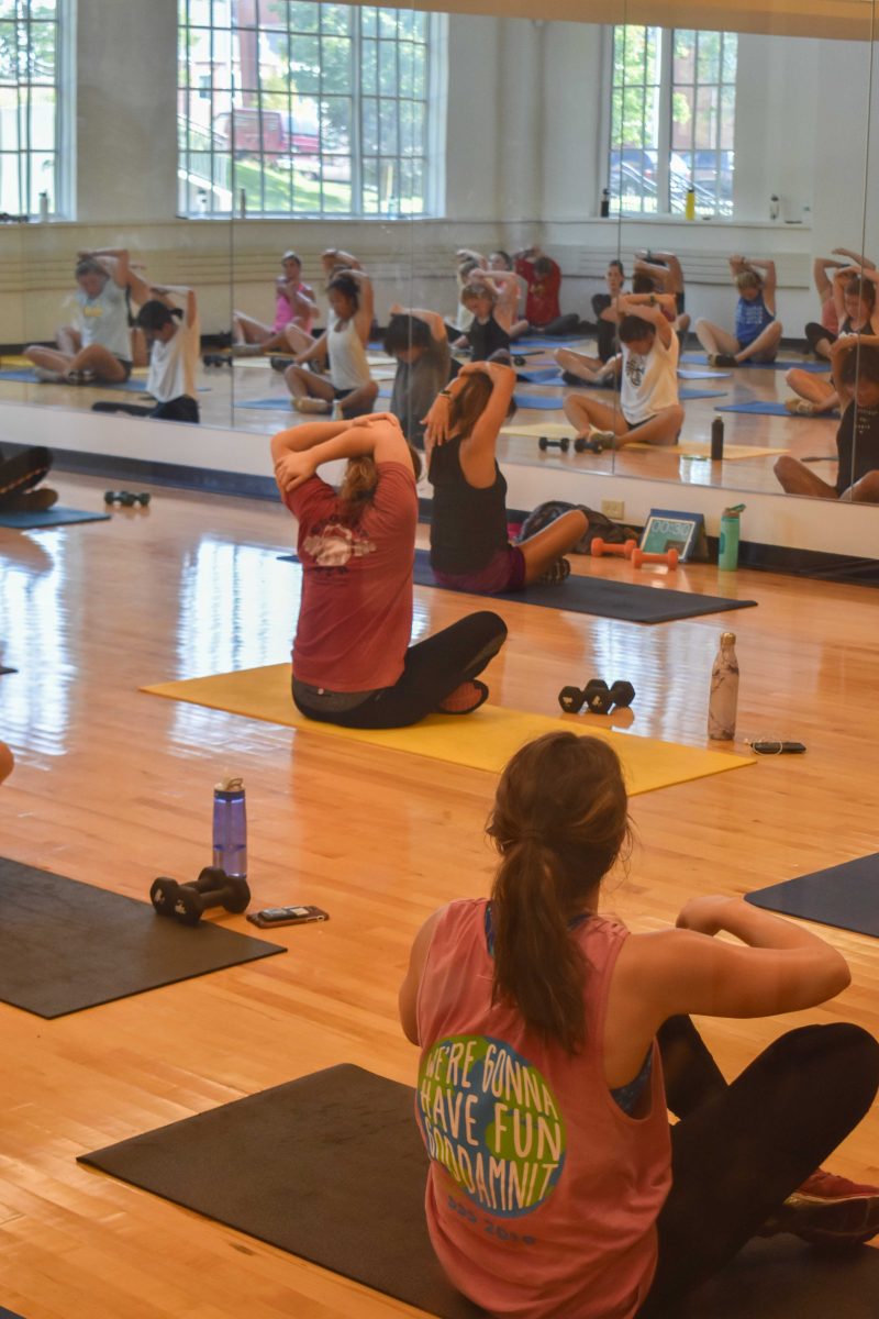 Students following Wendi and getting a nice stretch in at her bootcamp session. NATASHA DRIVER