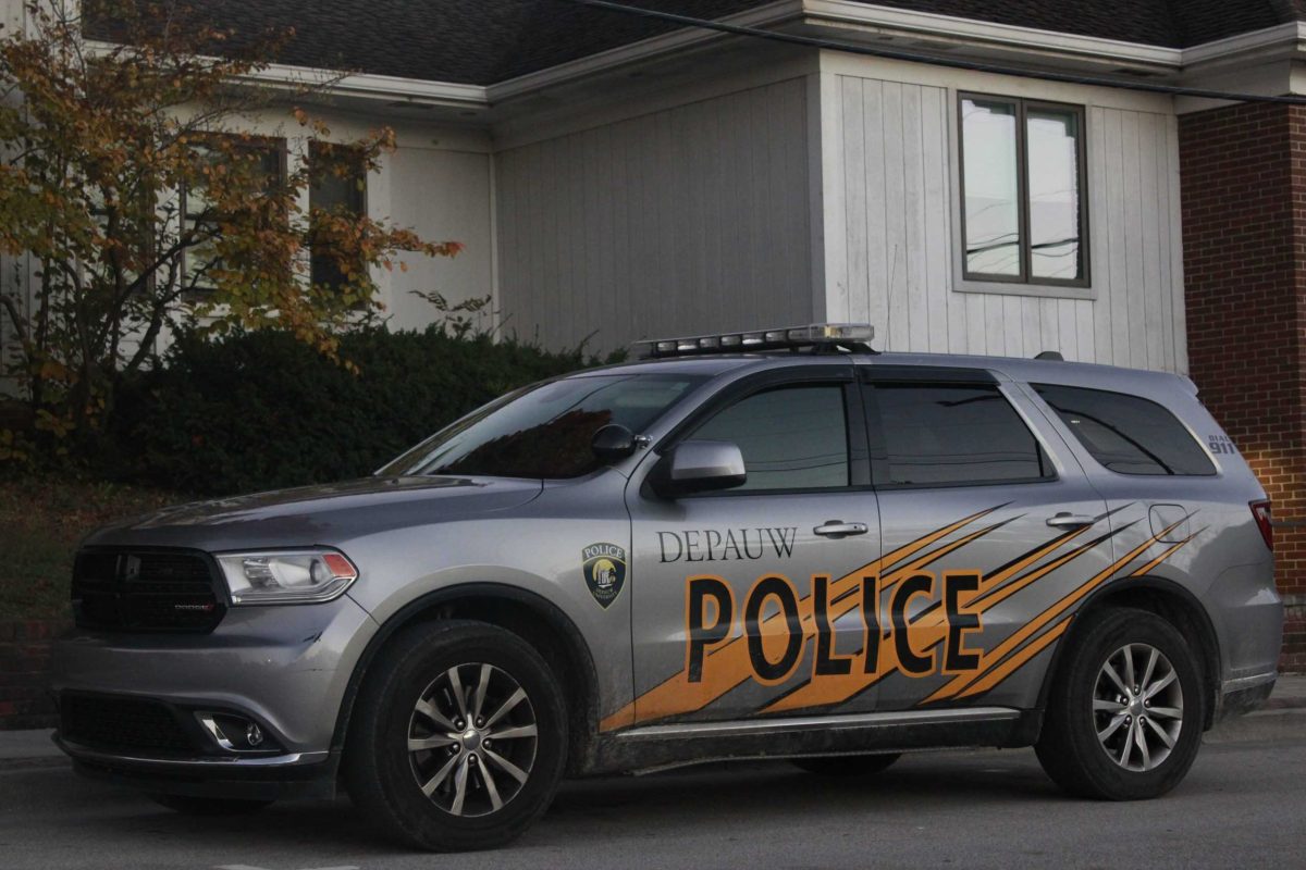 DePauw Police car, photo by Gina Chuang '22