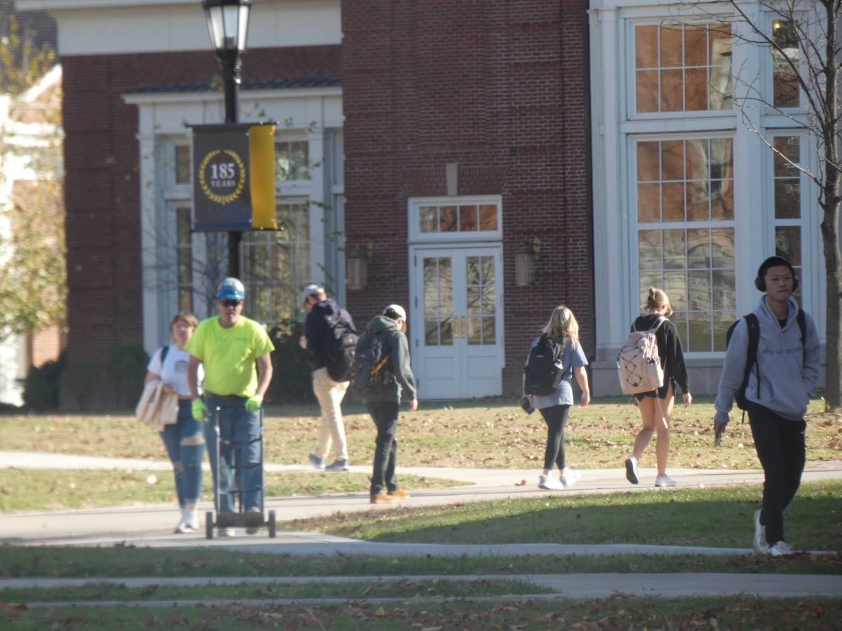 Students walking around DePauw's campus. Photo courtesy of Chi Doan.