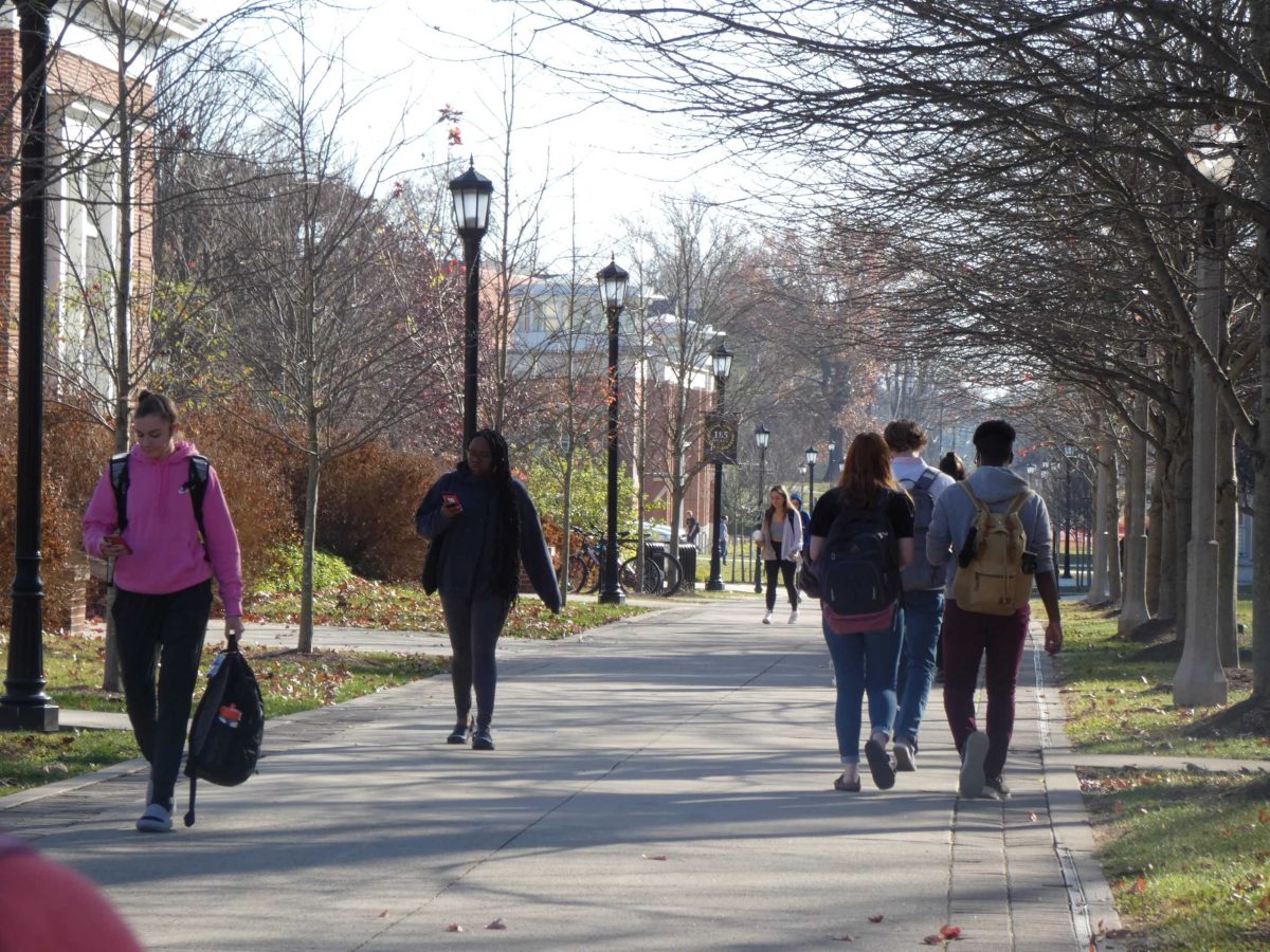 Students walking around DePauw's campus. Photo courtesy of Chi Doan.