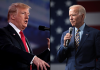 Side-by-side image of Biden and Trump speaking for their presidential campaigns