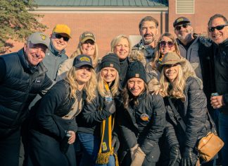 The DePauw community gathers together during a tailgating event for the 2023 Monon Bell game between DePauw and Wabash College. (Photo courtesy of Ha Chu '26)