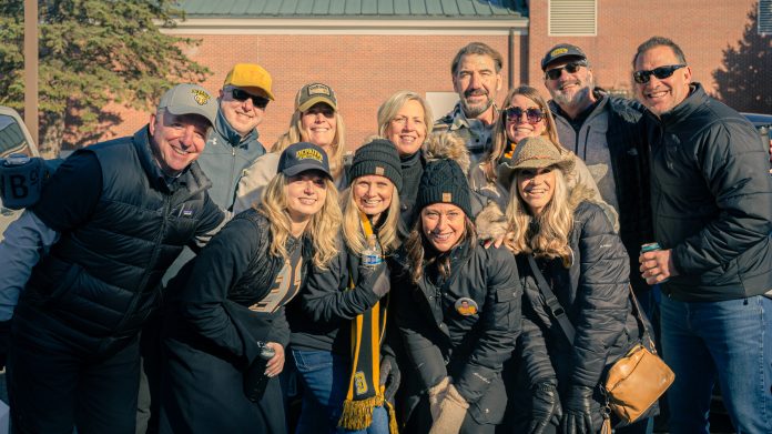 The DePauw community gathers together during a tailgating event for the 2023 Monon Bell game between DePauw and Wabash College. (Photo courtesy of Ha Chu '26)