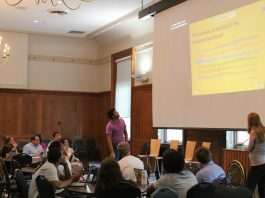 A team of architects present student responses and plans for improving DePauw's housing options at the Union Building Ballroom on Tuesday, Aug. 27.