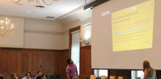 A team of architects present student responses and plans for improving DePauw's housing options at the Union Building Ballroom on Tuesday, Aug. 27.