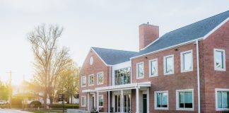 The sun glimmers on the corner of the Center for Diversity and Inclusion. Photo courtesy of DePauw University.