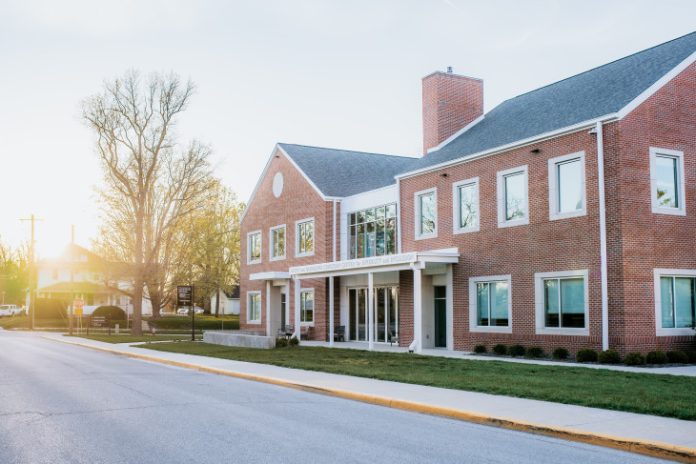 The sun glimmers on the corner of the Center for Diversity and Inclusion. Photo courtesy of DePauw University.